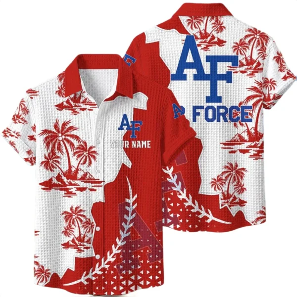 Air Force Falcons Hawaiian Shirt Premium Lightweight Waffle Knit Personalize Name