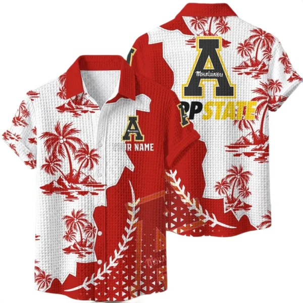 Appalachian State Mountaineers Hawaiian Shirt Premium Lightweight Waffle Knit Personalize Name