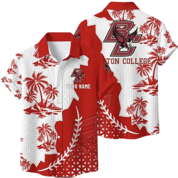 Boston College Eagles Hawaiian Shirt Premium Lightweight Waffle Knit Personalize Name