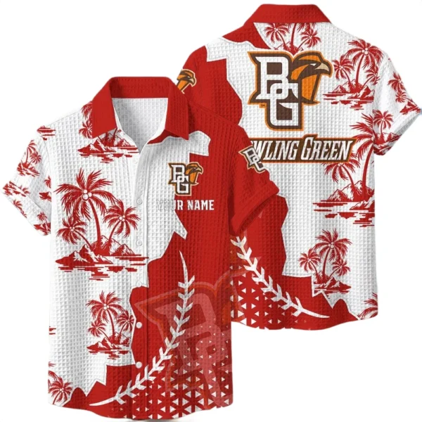 Bowling Green Falcons Hawaiian Shirt Premium Lightweight Waffle Knit Personalize Name