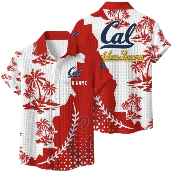 California Golden Bears Hawaiian Shirt Premium Lightweight Waffle Knit Personalize Name