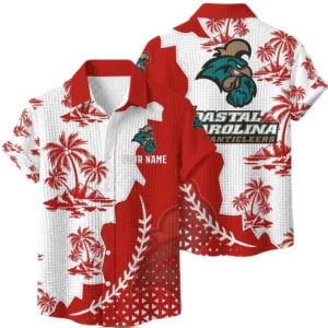 Coastal Carolina Chanticleers Hawaiian Shirt Premium Lightweight Waffle Knit Personalize Name