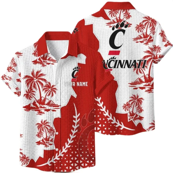 Cincinnati Bearcats Hawaiian Shirt Premium Lightweight Waffle Knit Personalize Name