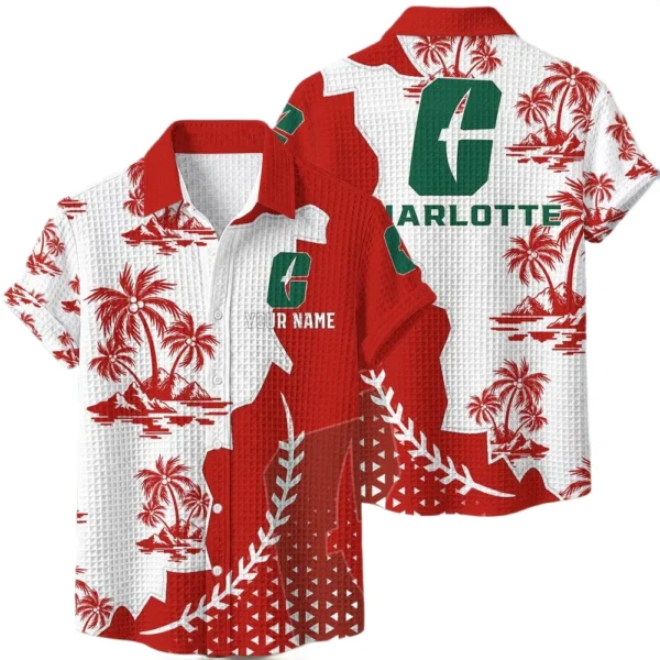 Charlotte 49ers Hawaiian Shirt Premium Lightweight Waffle Knit Personalize Name