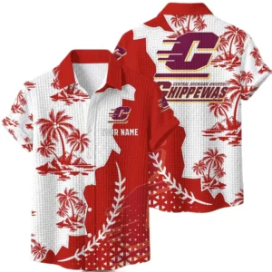 Central Michigan Chippewas Hawaiian Shirt Premium Lightweight Waffle Knit Personalize Name