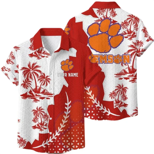 Clemson Tigers Hawaiian Shirt Premium Lightweight Waffle Knit Personalize Name
