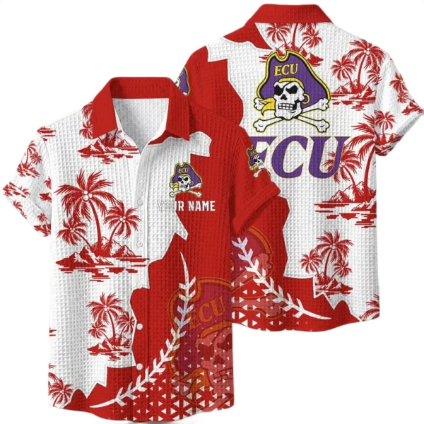 East Carolina Pirates Hawaiian Shirt Premium Lightweight Waffle Knit Personalize Name