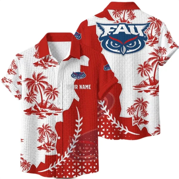 Florida Atlantic Owls Hawaiian Shirt Premium Lightweight Waffle Knit Personalize Name