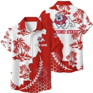 Fresno State Bulldogs Hawaiian Shirt Premium Lightweight Waffle Knit Personalize Name