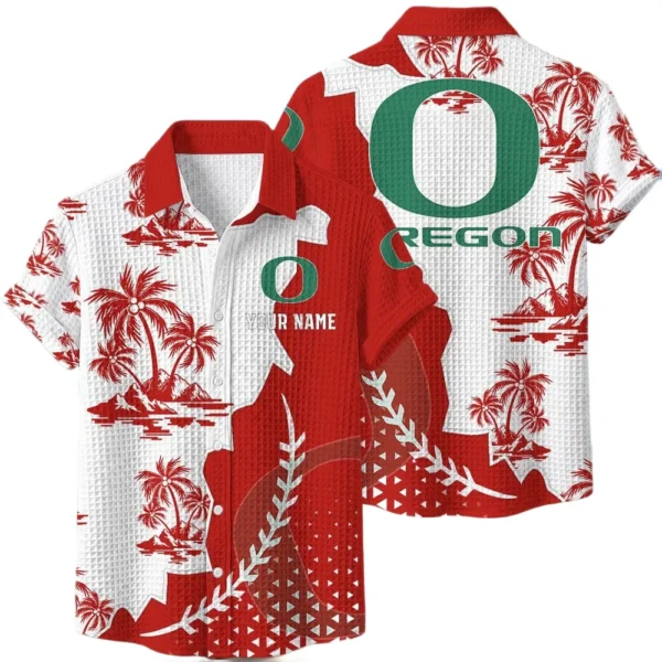 Oregon Ducks Hawaiian Shirt Premium Lightweight Waffle Knit Personalize Name