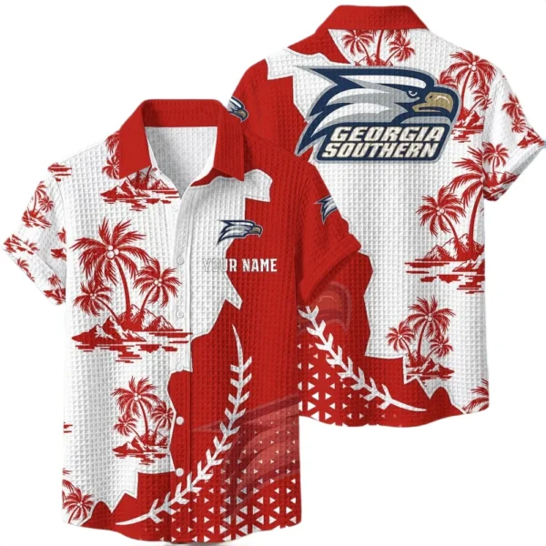 Georgia Southern Eagles Hawaiian Shirt Premium Lightweight Waffle Knit Personalize Name