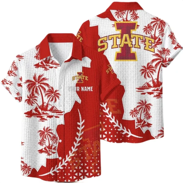 Iowa State Cyclones Hawaiian Shirt Premium Lightweight Waffle Knit Personalize Name