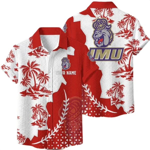 James Madison Dukes Hawaiian Shirt Premium Lightweight Waffle Knit Personalize Name