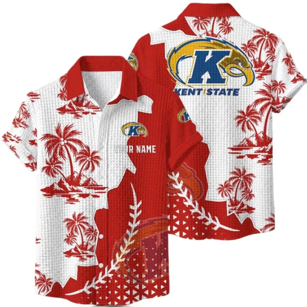 Kent State Golden Flashes Hawaiian Shirt Premium Lightweight Waffle Knit Personalize Name