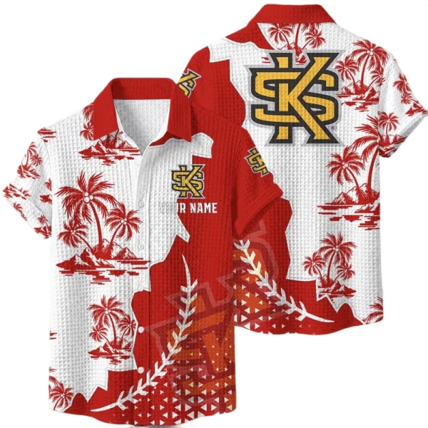 Kennesaw State Owls Hawaiian Shirt Premium Lightweight Waffle Knit Personalize Name