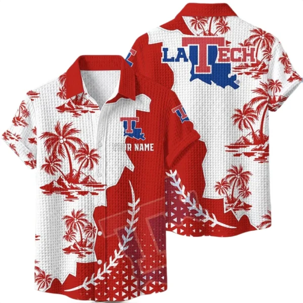 Louisiana Tech Bulldogs Hawaiian Shirt Premium Lightweight Waffle Knit Personalize Name