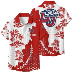 Liberty Flames Hawaiian Shirt Premium Lightweight Waffle Knit Personalize Name