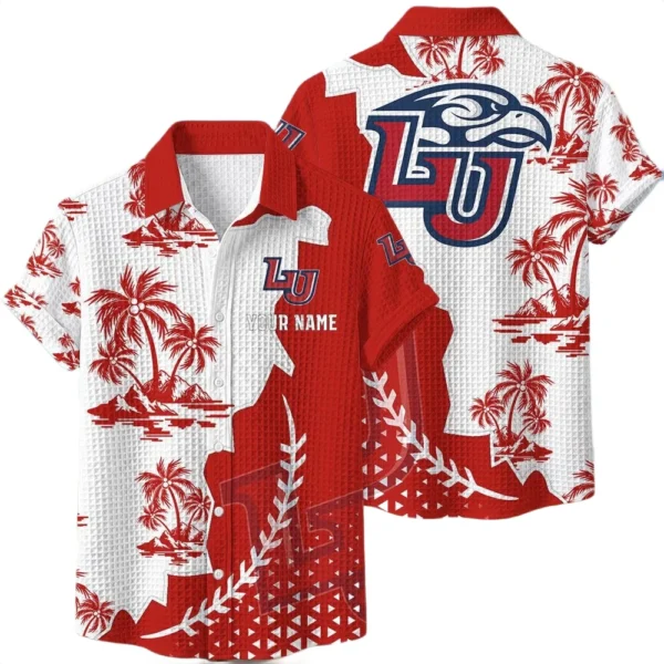 Liberty Flames Hawaiian Shirt Premium Lightweight Waffle Knit Personalize Name
