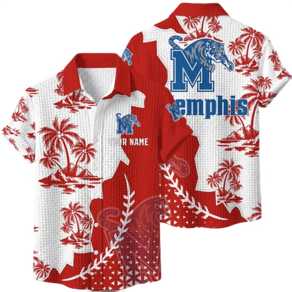 Memphis Tigers Hawaiian Shirt Premium Lightweight Waffle Knit Personalize Name
