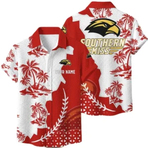 Southern Miss Golden Eagles Hawaiian Shirt Premium Lightweight Waffle Knit Personalize Name