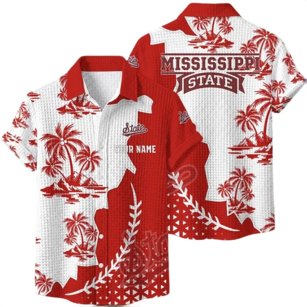 Mississippi State Bulldogs Hawaiian Shirt Premium Lightweight Waffle Knit Personalize Name