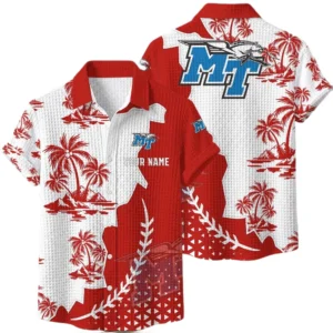 Middle Tennessee Blue Raiders Hawaiian Shirt Premium Lightweight Waffle Knit Personalize Name