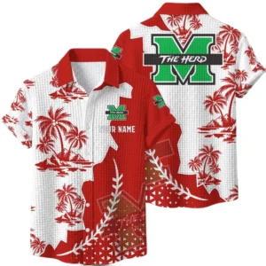 Marshall Thundering Herd Hawaiian Shirt Premium Lightweight Waffle Knit Personalize Name