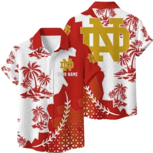 Notre Dame Fighting Irish Hawaiian Shirt Premium Lightweight Waffle Knit Personalize Name