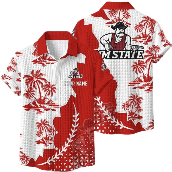 New Mexico State Aggies Hawaiian Shirt Premium Lightweight Waffle Knit Personalize Name
