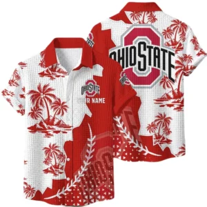 Ohio State Buckeyes Hawaiian Shirt Premium Lightweight Waffle Knit Personalize Name