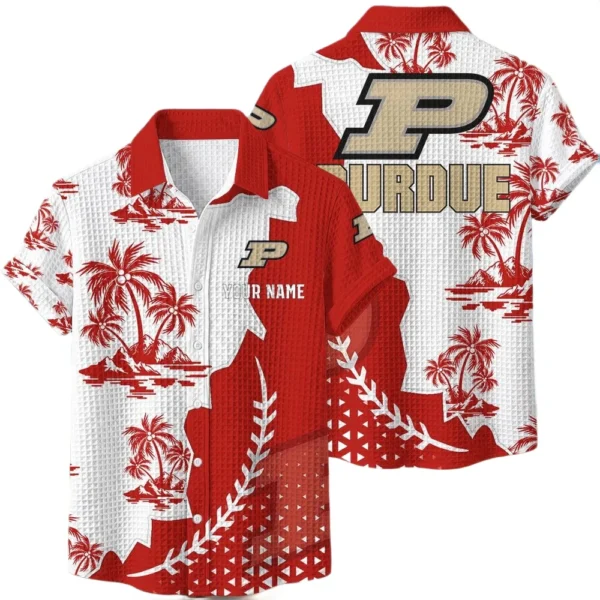 Purdue Boilermakers Hawaiian Shirt Premium Lightweight Waffle Knit Personalize Name
