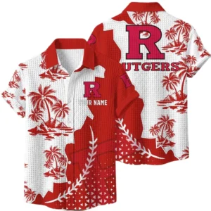 Rutgers Scarlet Knights Hawaiian Shirt Premium Lightweight Waffle Knit Personalize Name