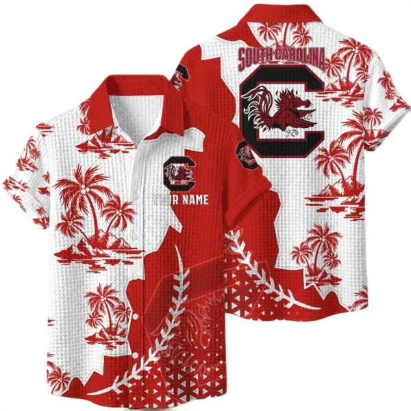 South Carolina Gamecocks Hawaiian Shirt Premium Lightweight Waffle Knit Personalize Name