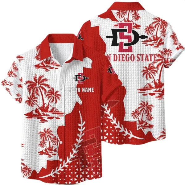 San Diego State Aztecs Hawaiian Shirt Premium Lightweight Waffle Knit Personalize Name