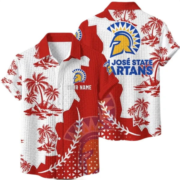 San Jose State Spartans Hawaiian Shirt Premium Lightweight Waffle Knit Personalize Name