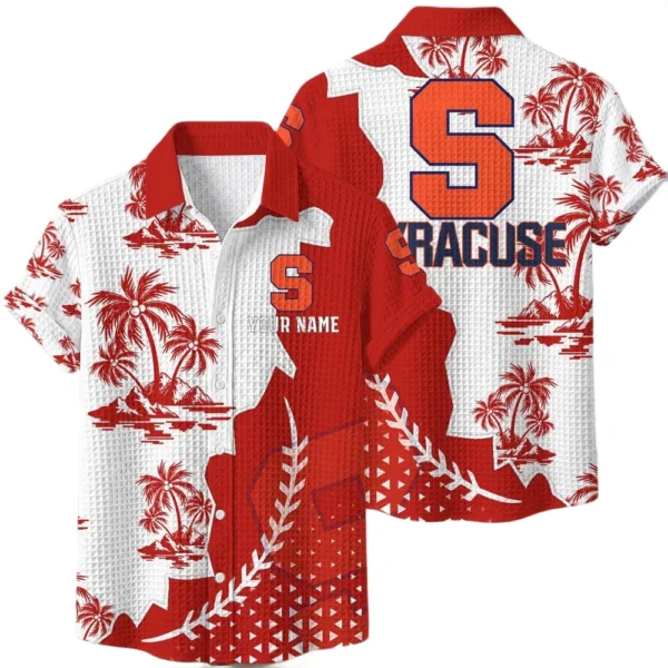 Syracuse Orange Hawaiian Shirt Premium Lightweight Waffle Knit Personalize Name