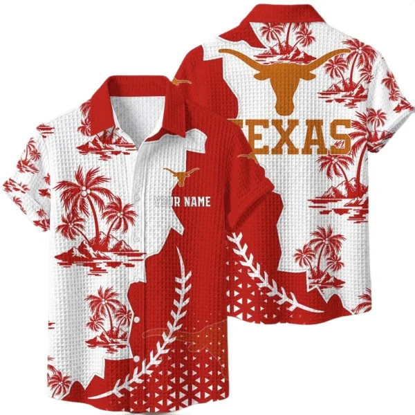 Texas Longhorns Hawaiian Shirt Premium Lightweight Waffle Knit Personalize Name