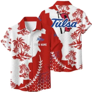 Tulsa Golden Hurricane Hawaiian Shirt Premium Lightweight Waffle Knit Personalize Name