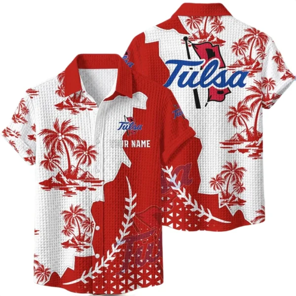 Tulsa Golden Hurricane Hawaiian Shirt Premium Lightweight Waffle Knit Personalize Name