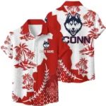 UConn Huskies Hawaiian Shirt Premium Lightweight Waffle Knit Personalize Name