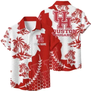 Houston Cougars Hawaiian Shirt Premium Lightweight Waffle Knit Personalize Name