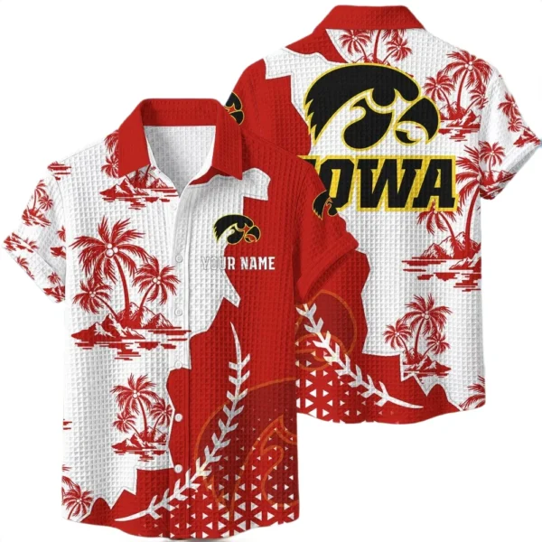 Iowa Hawkeyes Hawaiian Shirt Premium Lightweight Waffle Knit Personalize Name