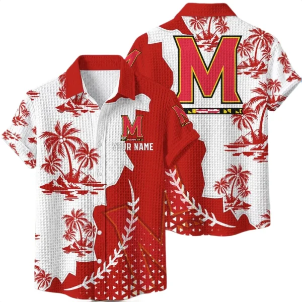 Maryland Terrapins Hawaiian Shirt Premium Lightweight Waffle Knit Personalize Name