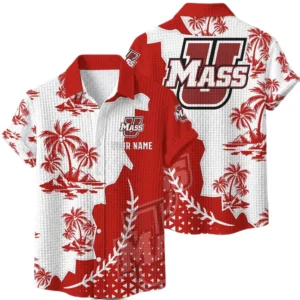 UMass Minutemen Hawaiian Shirt Premium Lightweight Waffle Knit Personalize Name