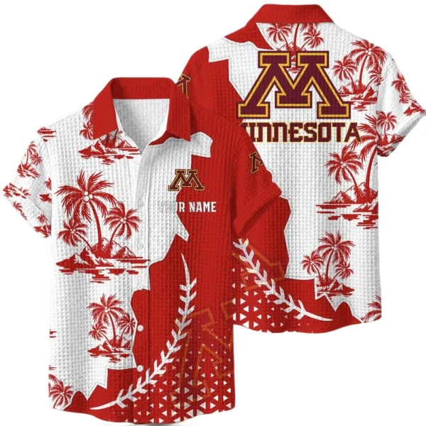 Minnesota Golden Gophers Hawaiian Shirt Premium Lightweight Waffle Knit Personalize Name
