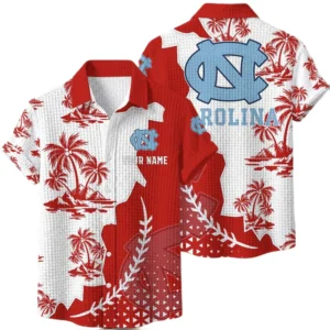North Carolina Tar Heels Hawaiian Shirt Premium Lightweight Waffle Knit Personalize Name