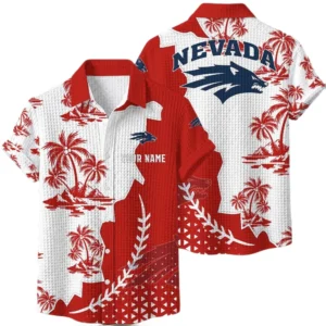 Nevada Wolf Pack Hawaiian Shirt Premium Lightweight Waffle Knit Personalize Name