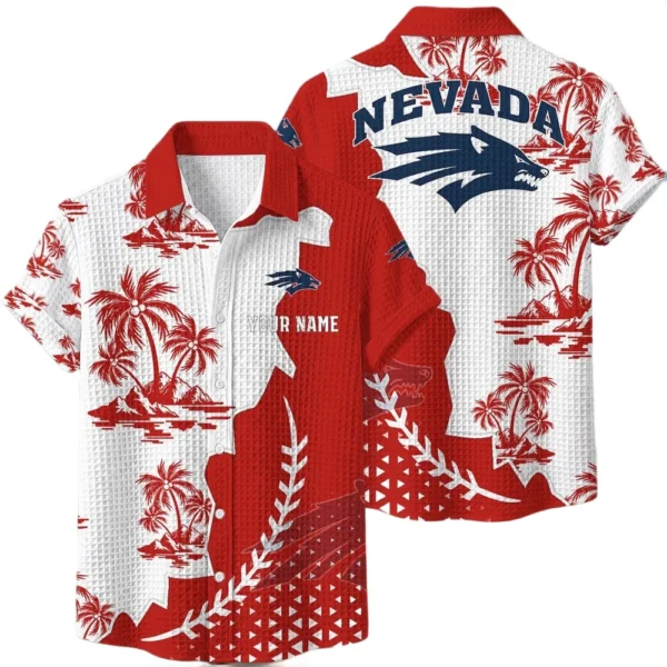 Nevada Wolf Pack Hawaiian Shirt Premium Lightweight Waffle Knit Personalize Name