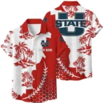 Utah State Aggies Hawaiian Shirt Premium Lightweight Waffle Knit Personalize Name