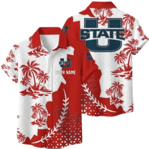 Utah State Aggies Hawaiian Shirt Premium Lightweight Waffle Knit Personalize Name